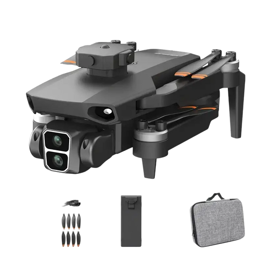 Vue dégagée de l'ensemble du drone professionnel GPS L106-1, prêt à être utilisé pour capturer des paysages.