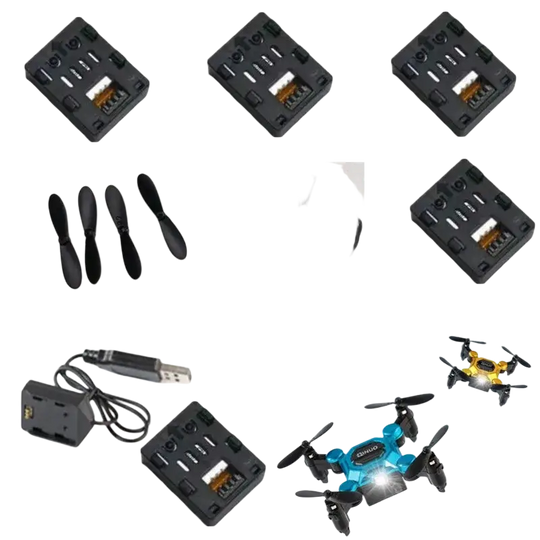 Drone RC pliable bleu et noir avec batterie et accessoires K04 Mini - Batterie