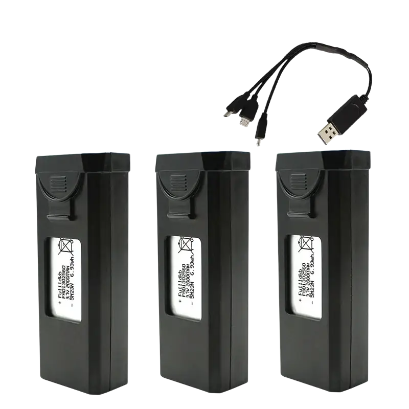Lot de 3 batteries originales 3.7V 2000mAh pour drone S2S avec chargeur USB - Batterie