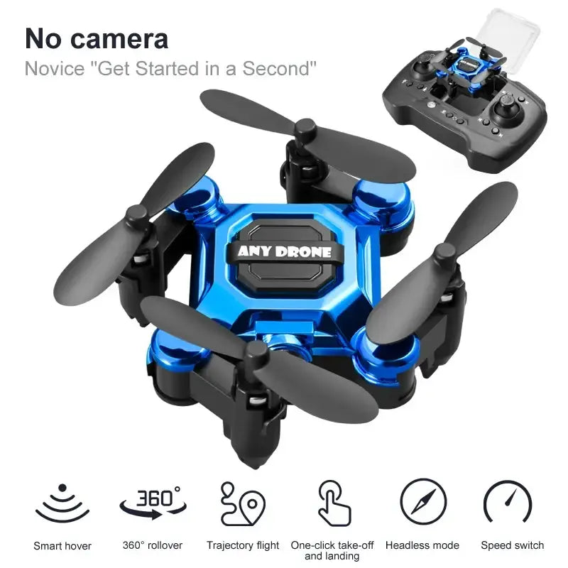 Mini drone pliable Any Drone 4K professionnel bleu métallique K04 - Bleu sans Appareil photo - Drone