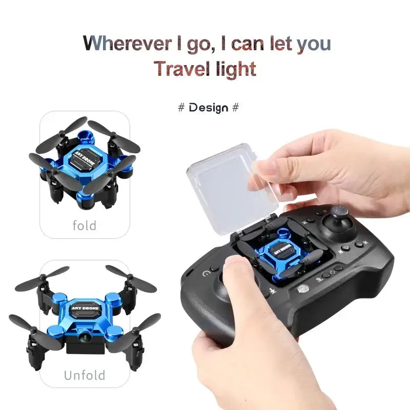 Mini drone pliable Any Drone 4K professionnel bleu métallique K04 - Drone