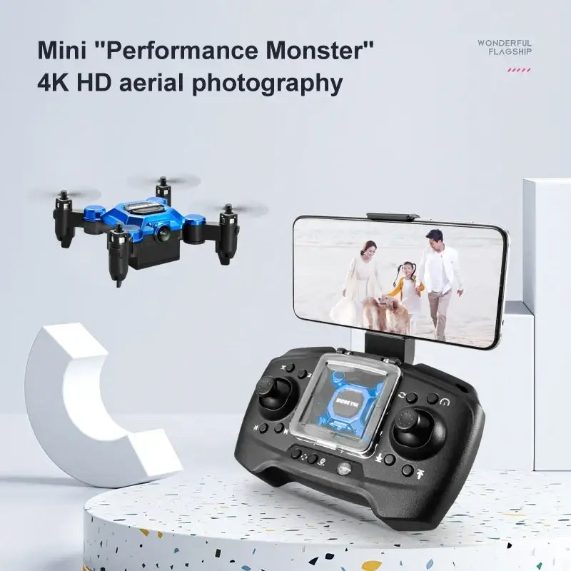 Mini drone pliable Any Drone 4K professionnel bleu métallique K04 - Drone