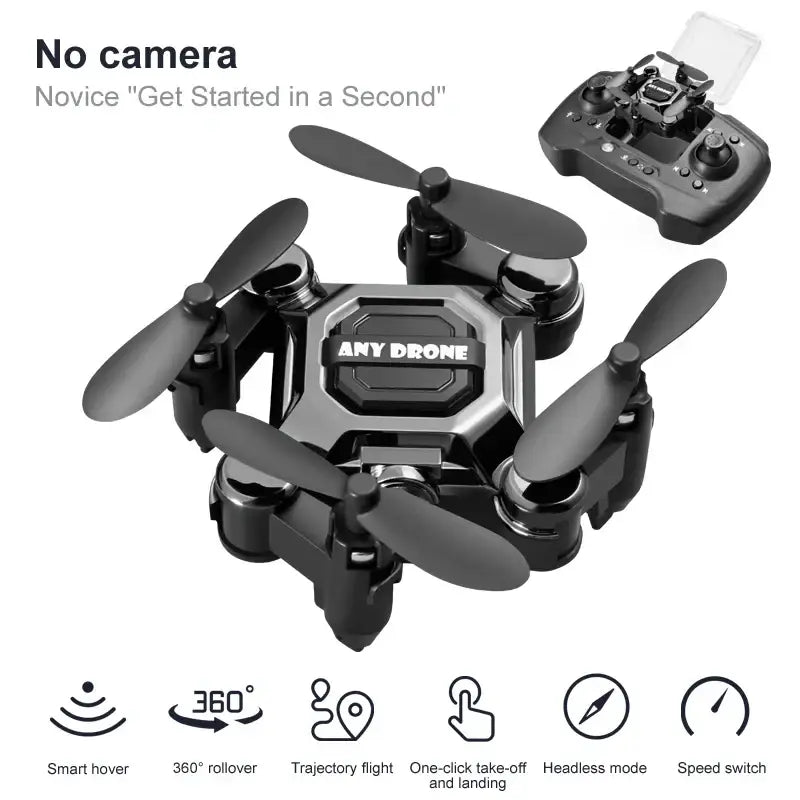 Mini drone pliable Any Drone 4K professionnel bleu métallique K04 - Noir sans Appareil photo - Drone