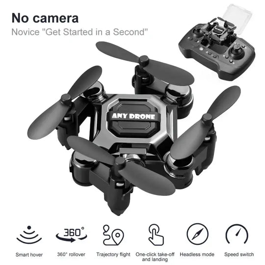 Mini drone pliable Any Drone 4K professionnel bleu métallique K04 - Noir sans Appareil photo - Drone