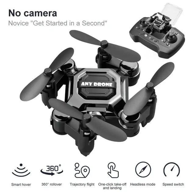 Mini drone pliable Any Drone 4K professionnel bleu métallique K04 - Noir sans Appareil photo - Drone