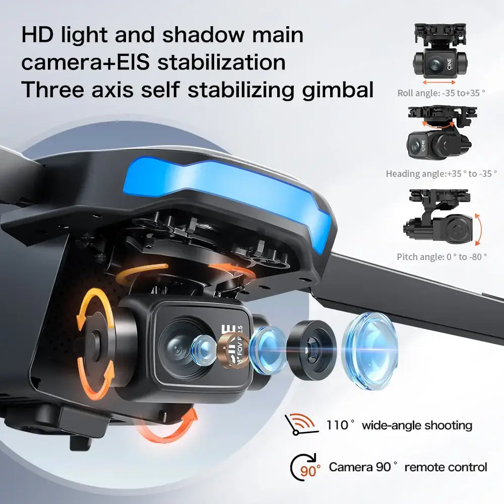 S-X1 Drone GPS 4K Professionnel avec Caméra HD Cardan 3 Axes Transmission d’Image 5G Contrôle Écran FPV Jouet Dron