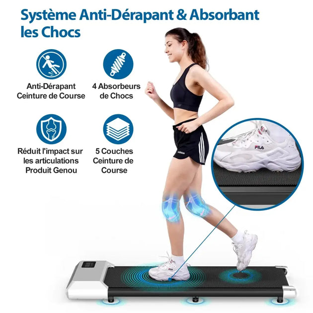Tapis roulant électrique Bluetooth noir et blanc avec affichage numérique - Tapis de marche