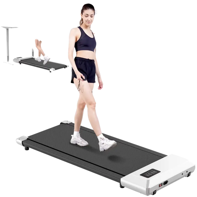 Tapis roulant électrique Bluetooth noir et blanc avec affichage numérique - Tapis de marche