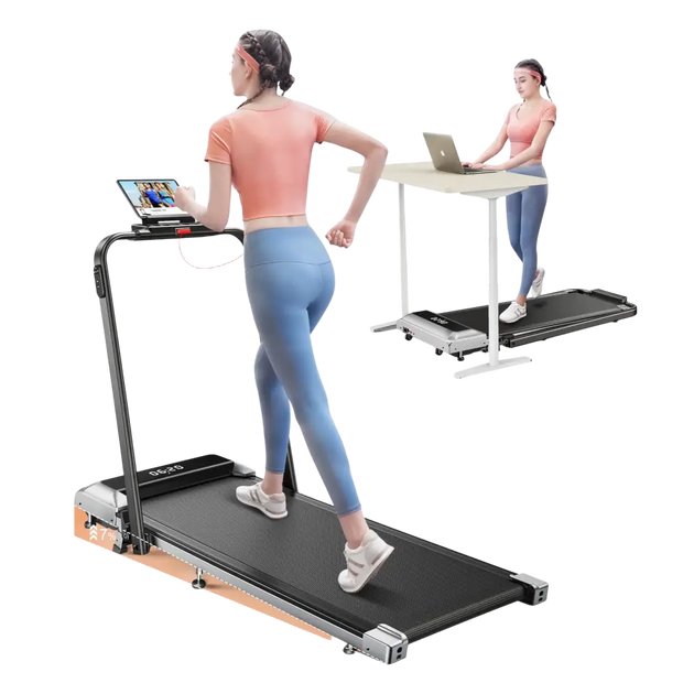 Tapis roulant noir et argent avec écran tactile et running belt - Tapis de marche