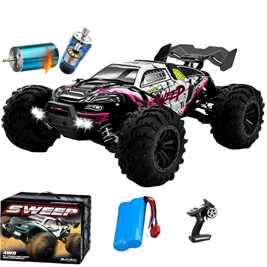Voiture RC à dérive 1:16, 80 km/h, LED, 4WD, camion monstre télécommandé pour enfants et adultes