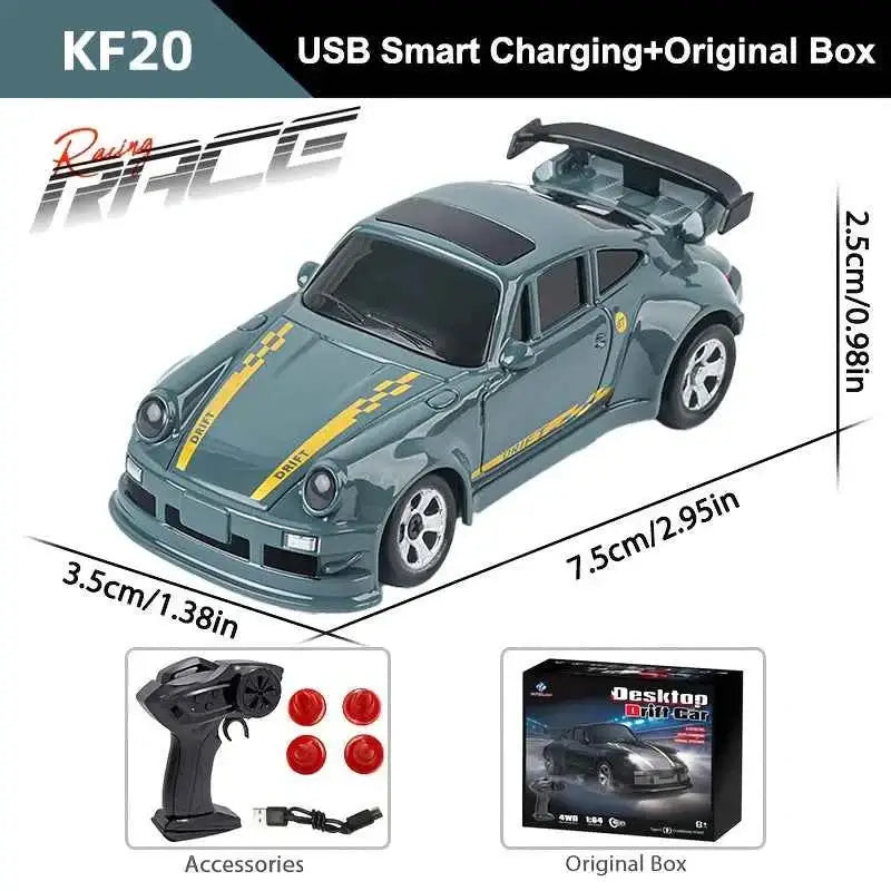 Voiture RC Haute Vitesse 1/64 4WD Mini GTR Télécommandée avec Batterie Lithium Jouet Garçon