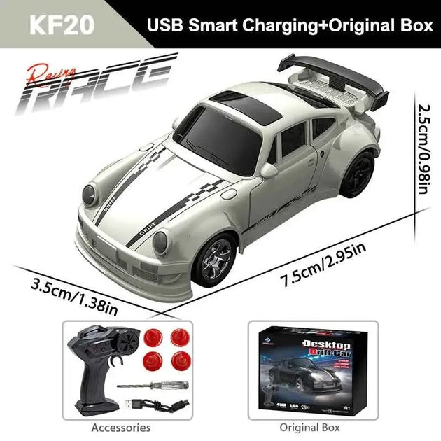 Voiture RC Haute Vitesse 1/64 4WD Mini GTR Télécommandée avec Batterie Lithium Jouet Garçon