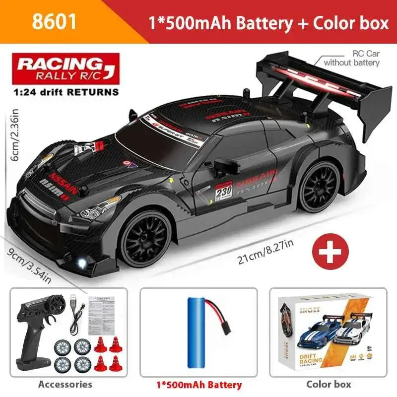 Voiture Télécommandée 1:24 Haute Vitesse Mustang 4WD, Pneu Remplaçable, Contrôle 30M